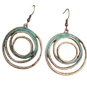 Antique Copper Turquoise Earrings